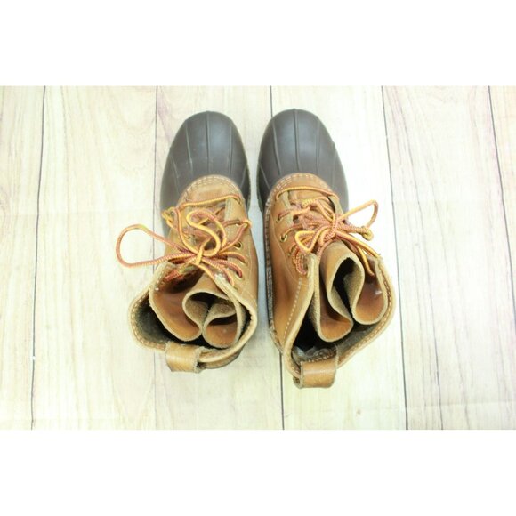 LL Bean Round Toe Brown Leather Waterproof Rain Snow Duck Boots Unlined Size 7 M - Picture 7 of 9